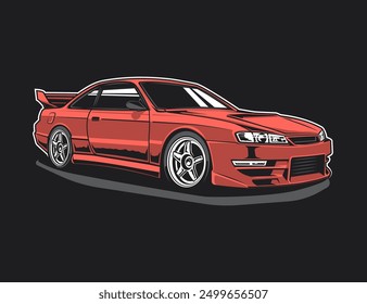 red accent 90s car design vector illustration graphic