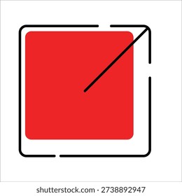 Red accent expand icon with arrow. Dualtone vector symbol for maximizing windows, full screen mode, and enlarging content views.