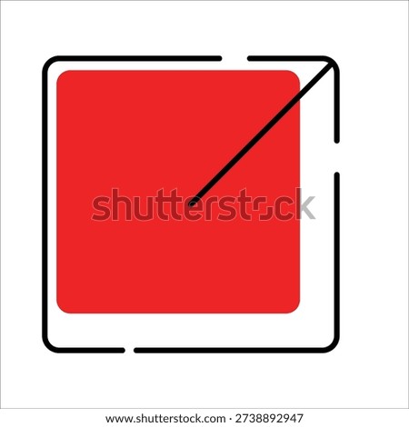 Red accent expand icon with arrow. Dualtone vector symbol for maximizing windows, full screen mode, and enlarging content views.