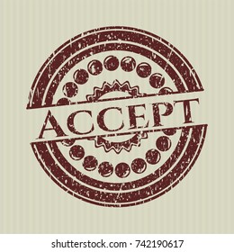 Red Accept distressed rubber grunge seal