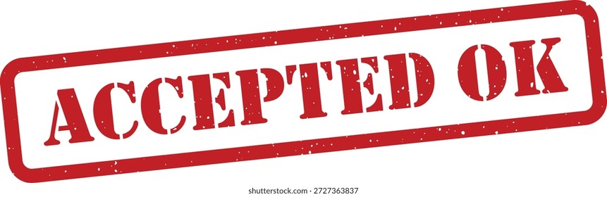 Red accepted ok stamp on white background