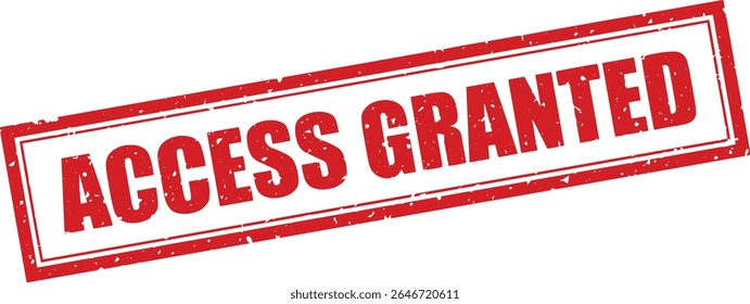 Red Access Granted Rubber Stamp Word Text Written in Grunge Vector in Double Sharp Border, Vintage, Transparent Background