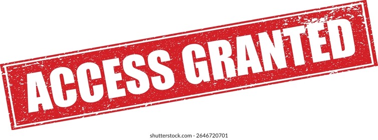Red Access Granted Rubber Stamp Word Text Written in Reverse Grunge Vector in Double Sharp Border, Vintage, Transparent Background