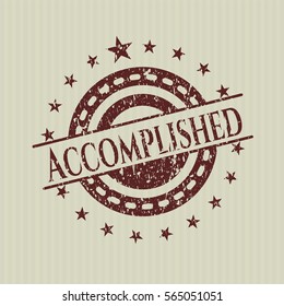 Red Accomplished distressed rubber stamp with grunge texture