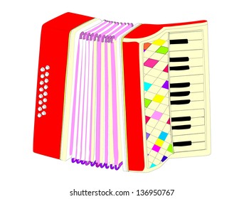 red accordion isolated on white background vector