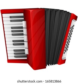 red accordion isolated on white