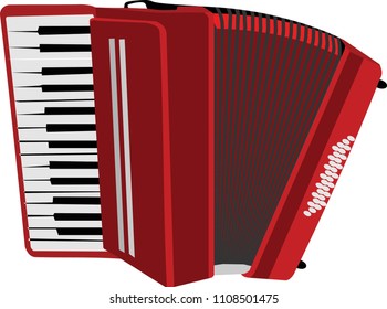 Red Accordion Music Instrument