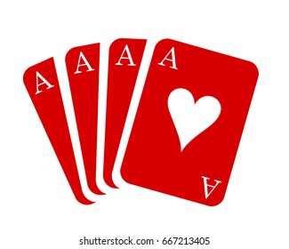 Red ace cards. Card suit icon - stock vector