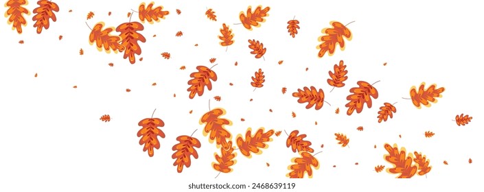 Red Acorn Background White Vector. Oak Pattern Set. Golden Leaves. Silhouette Frame. Orange Leaf Natural.