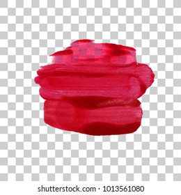 Red acrylic brush stroke. Acryl paint texture stane dub. Abstract background design vector illustration. Isolated grunge shape oil splash. Color paintbrush banner.