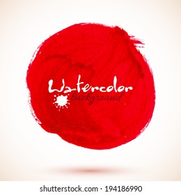 Red acrylic paint circle, vector texture for your design
