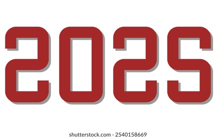 Red A.D.2025 geometric front for Happy New Year 2025. Vector Illustration.