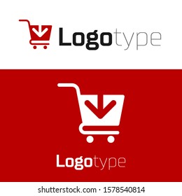 Red Add to Shopping cart icon isolated on white background. Online buying concept. Delivery service sign. Supermarket basket symbol. Logo design template element. Vector Illustration