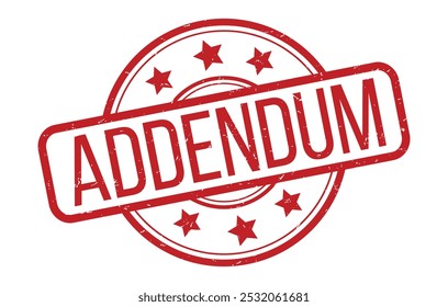 Ilustración vectorial roja del sello de goma del addendum aislada en el fondo blanco