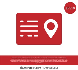 Red Address book icon isolated on white background. Telephone directory. Vector Illustration