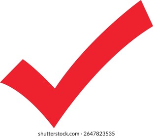 Fitas adesivas vermelhas em forma de sinal de marca de seleção recortadas em fundo transparente. Conceito de aceitar, aprovar e corrigir.