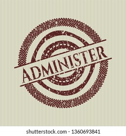 Red Administer distressed grunge stamp