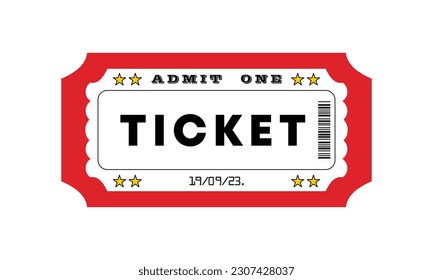 Red admit one movie ticket. Vector design illustration