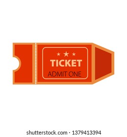 Red admit one ticket vector illustration. Fair, show, concert. Tickets concept. Vector illustration can be used for topics like entertainment, leisure, business