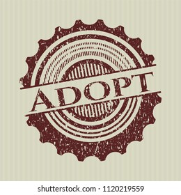 Red Adopt distressed rubber seal with grunge texture