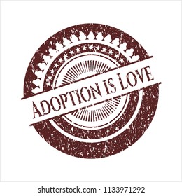Red Adoption is Love rubber grunge texture stamp