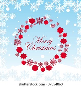 red Advent wreath over winter landscape. vector