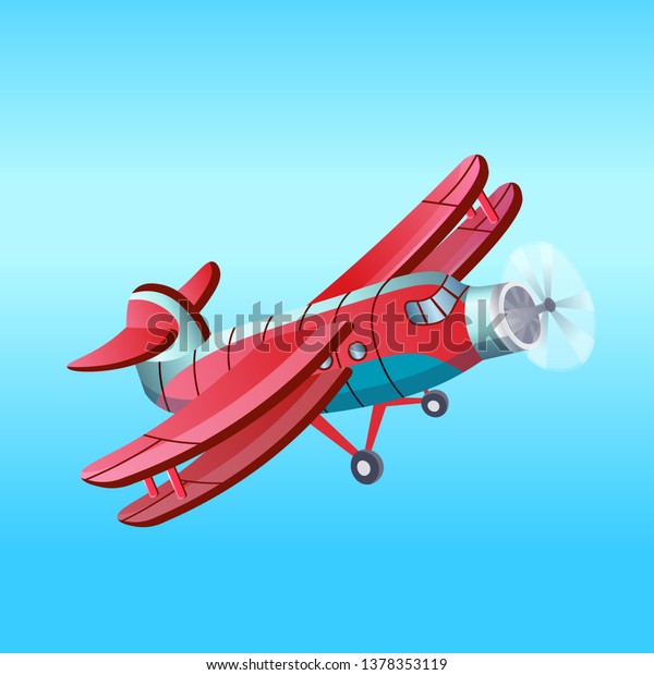 Red Aeroplane Cartoon Stylevector Stock Vector (Royalty Free ...