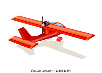 Red aeroplane vector illustration isolated on white background
