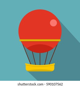 Red aerostat balloon icon. Flat illustration of red aerostat balloon vector icon for web isolated on baby blue background