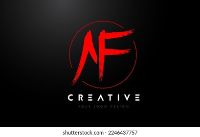 Red AF Brush Letter Logo Design. Artistic Handwritten Brush Letters Logo Concept Vector. 