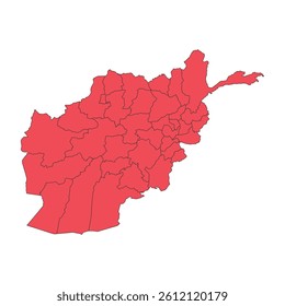 Red Afghanistan map with bold outline details