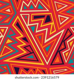 Geométrico rojo africano. Patrón transparente