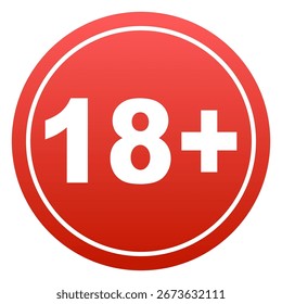 Red age restriction icon 18. Vector illustration