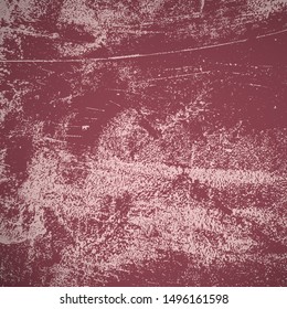 Red aged grainy messy template. Distress urban used texture. Grunge rough dirty background. Brushed black paint cover. Renovate wall scratched backdrop. Empty aging design element. EPS10 vector.