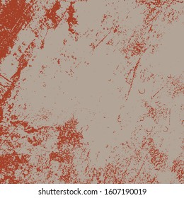 Red aged grainy messy template. Distress urban used texture. Grunge rough dirty background. Brushed black paint cover. Renovate wall scratched backdrop. Empty aging design element. EPS10 vector.