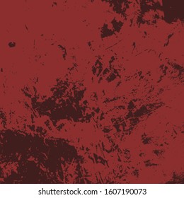 Red aged grainy messy template. Distress urban used texture. Grunge rough dirty background. Brushed black paint cover. Renovate wall scratched backdrop. Empty aging design element. EPS10 vector.