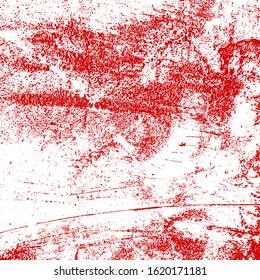 Red aged grainy messy template. Distress urban used texture. Grunge rough dirty background. Brushed black paint cover. Renovate wall scratched backdrop. Empty aging design element. EPS10 vector.