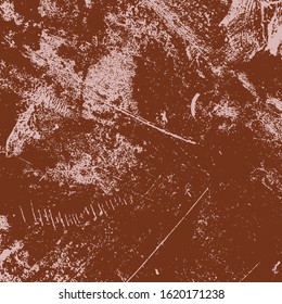 Red aged grainy messy template. Distress urban used texture. Grunge rough dirty background. Brushed black paint cover. Renovate wall scratched backdrop. Empty aging design element. EPS10 vector.