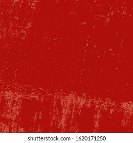Red aged grainy messy template. Distress urban used texture. Grunge rough dirty background. Brushed black paint cover. Renovate wall scratched backdrop. Empty aging design element. EPS10 vector.