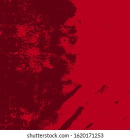 Red aged grainy messy template. Distress urban used texture. Grunge rough dirty background. Brushed black paint cover. Renovate wall scratched backdrop. Empty aging design element. EPS10 vector.