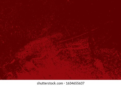 Red aged grainy messy template. Distress urban used texture. Grunge rough dirty background. Brushed color paint cover. Renovate wall scratched backdrop. Empty aging design element. EPS10 vector.