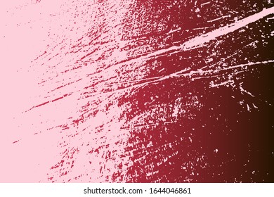 Red aged grainy messy template. Distress urban used texture. Grunge rough dirty background. Brushed color paint cover. Renovate wall scratched backdrop. Empty aging design element. EPS10 vector.