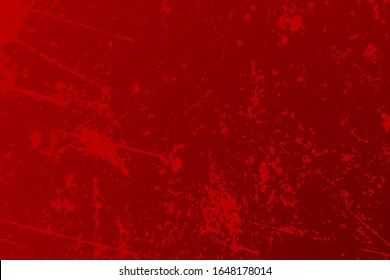 Red aged grainy messy template. Distress urban used texture. Grunge rough dirty background. Brushed color paint cover. Renovate wall scratched backdrop. Empty aging design element. EPS10 vector.