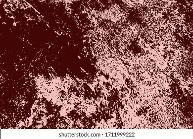 Red aged grainy messy template. Distress urban used texture. Grunge rough dirty background. Brushed color paint cover. Renovate wall scratched backdrop. Empty aging design element. EPS10 vector.