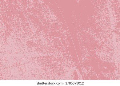 Red aged grainy messy template. Distress urban used texture. Grunge rough dirty background. Brushed color paint cover. Renovate wall scratched backdrop. Empty aging design element. EPS10 vector.