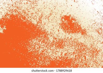 Red aged grainy messy template. Distress urban used texture. Grunge rough dirty background. Brushed color paint cover. Renovate wall scratched backdrop. Empty aging design element. EPS10 vector.