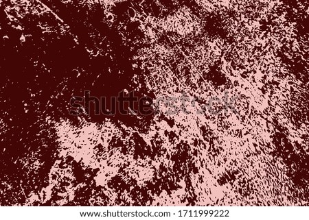 Red aged grainy messy template. Distress urban used texture. Grunge rough dirty background. Brushed color paint cover. Renovate wall scratched backdrop. Empty aging design element. EPS10 vector.