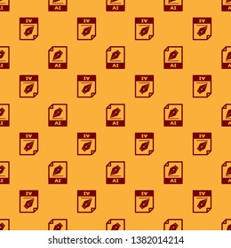 Red AI file document icon. Download ai button icon isolated seamless pattern on brown background. AI file symbol. Vector Illustration