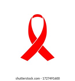 Red AIDS awareness ribbon icon. 