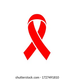 Red AIDS Awareness Ribbon Icon. 